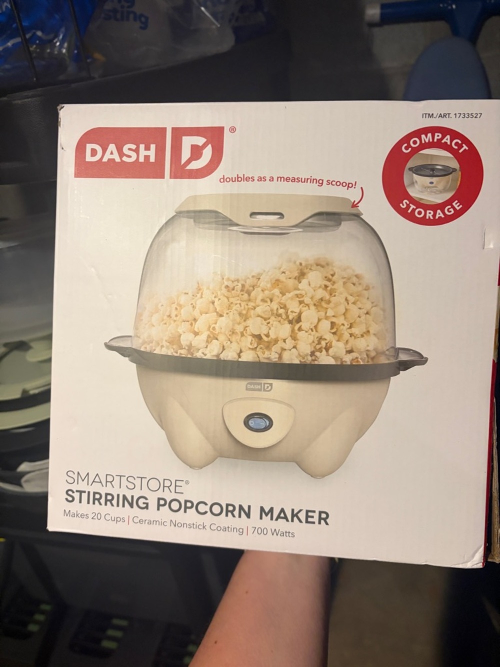Dash SmartStore Stirring Popcorn Maker in Cream